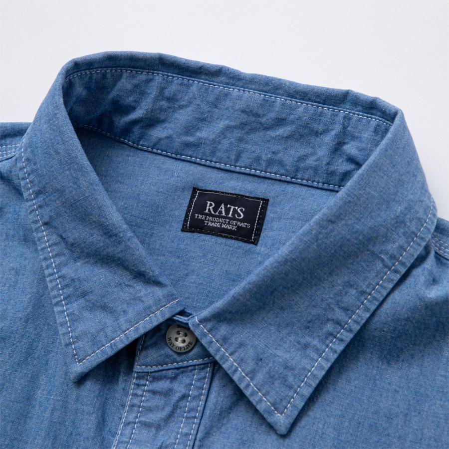 【RATS/ラッツ】CHAMBRAY SHIRT - INDIGO / レギュラーカラー ワークシャツ / 24'RS-0207【メンズ】【送料無料】｜central5811｜13