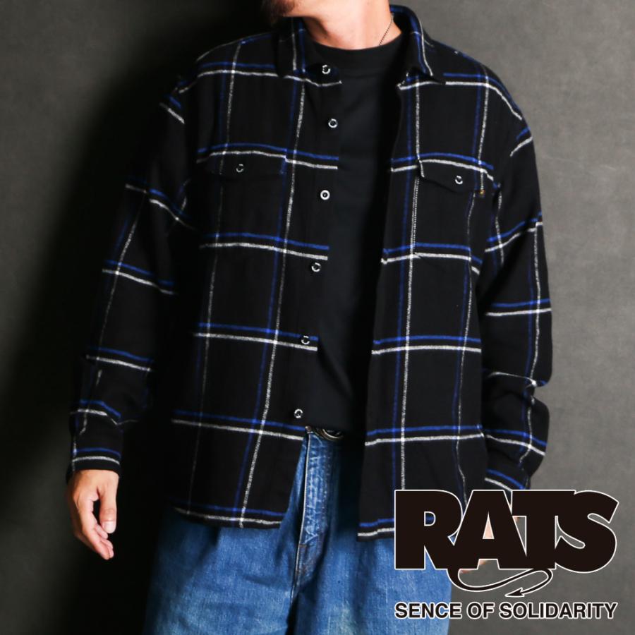 【未使用】 RATS　チェックシャツ　長袖　ネイビーチェック　XLサイズ COTTON FLANNEL BLUE CHECK SHIRT チェックネルシャツ-ラッツ 通販