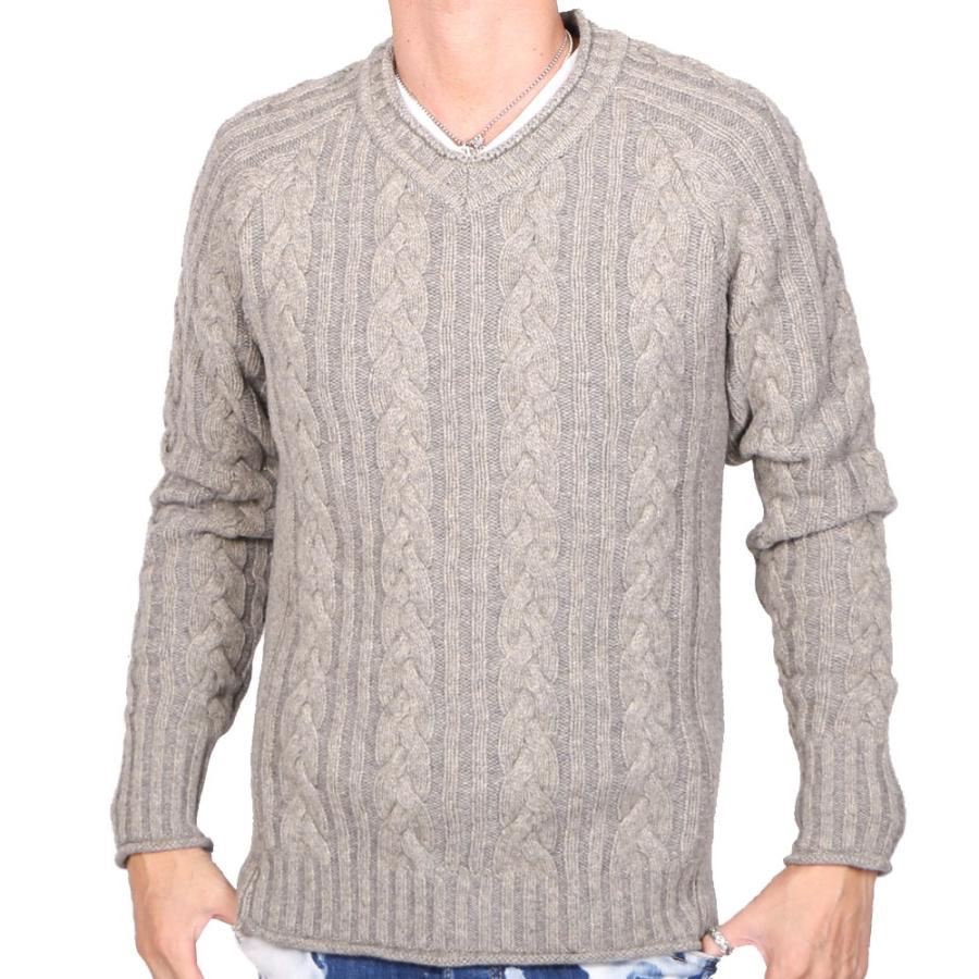 wjk 【wjk/ダブルジェーケー】plating cable knit V/N / Vネック