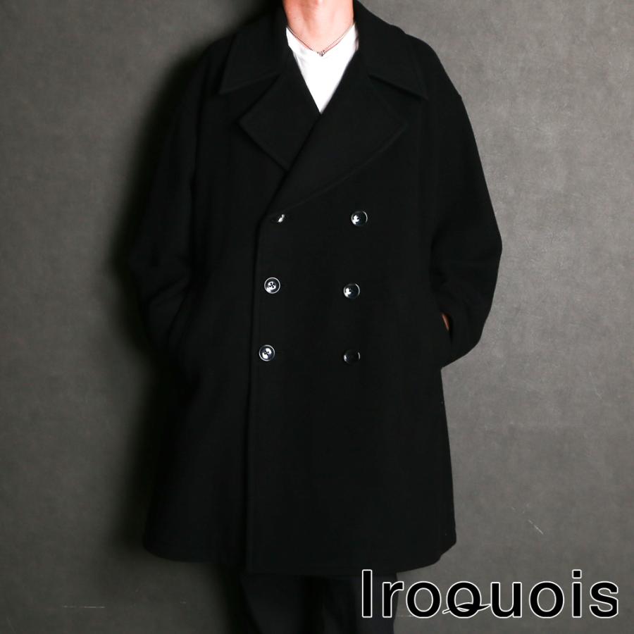 Iroquois イロコイ Melton Oversize コート アウター P Coat メルトン オーバーサイズ コート コート 7791 7791 Blk