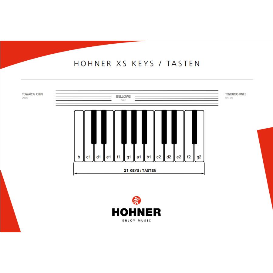 (送料無料)   HOHNER ホーナー HOHNER XS / DARKGREY/WHITE ピアノキー ダークグレー アコーディオン (小型)(軽量)の画像