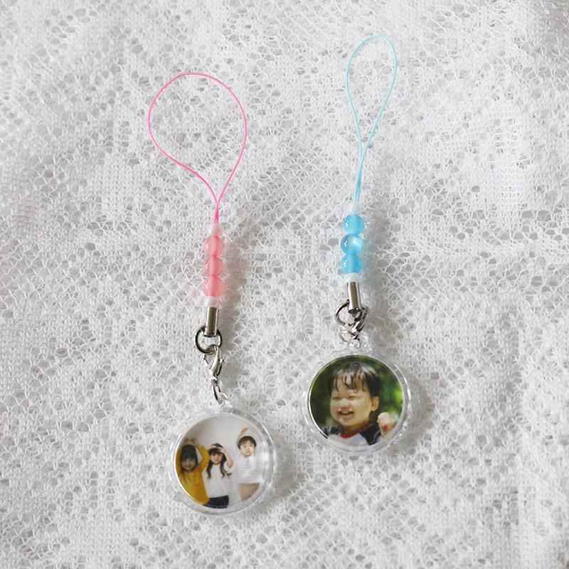 写真入りストラップ ギフト 誕生日 記念日 プレゼント ギフト 丸型 ビーズ付き スマホ 携帯ストラップ 送料無料 |  | 05