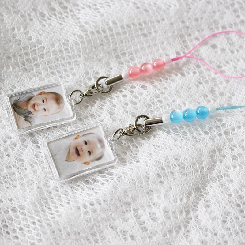 写真入りストラップ ギフト 誕生日 記念日 プレゼント ギフト 角型 ビーズ付き スマホ 携帯ストラップ 送料無料 |  | 05
