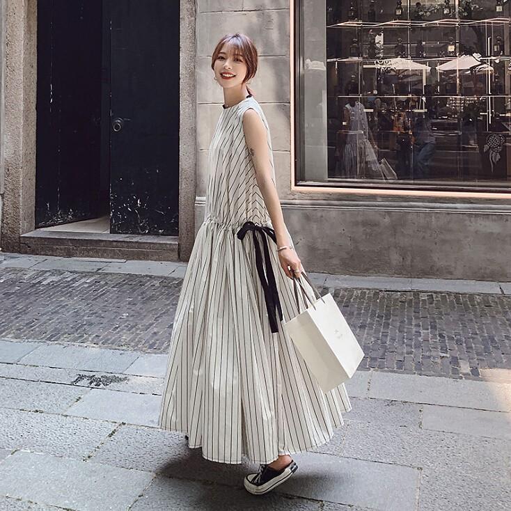 マキシワンピース ワンピース ロング レディース 夏 ノースリープ 蝶結び マキシ丈 フレア 韓国風 ストライプ オシャレ 着痩せ 上品 大人可愛い ドレス Ceop348 Centurion 通販 Yahoo ショッピング