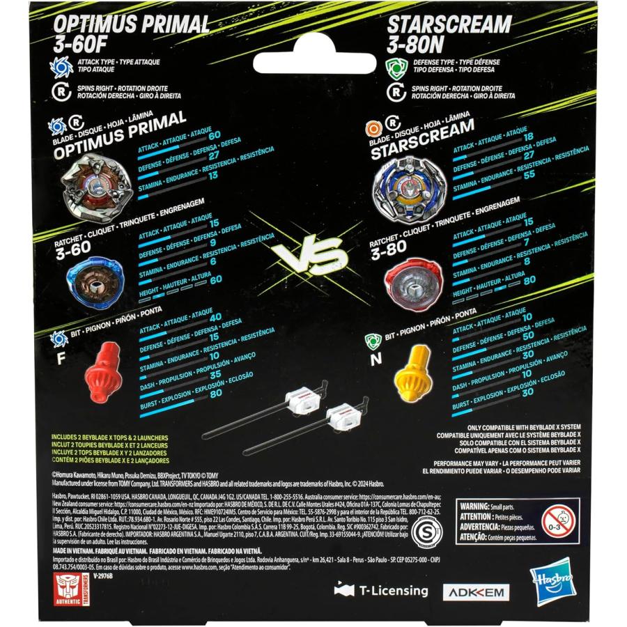 ベイブレードＸ　トランスフォーマーコラボ オプティマスプライマル3-60F vs.スタースクリーム3-80N　海外限定 |  | 01