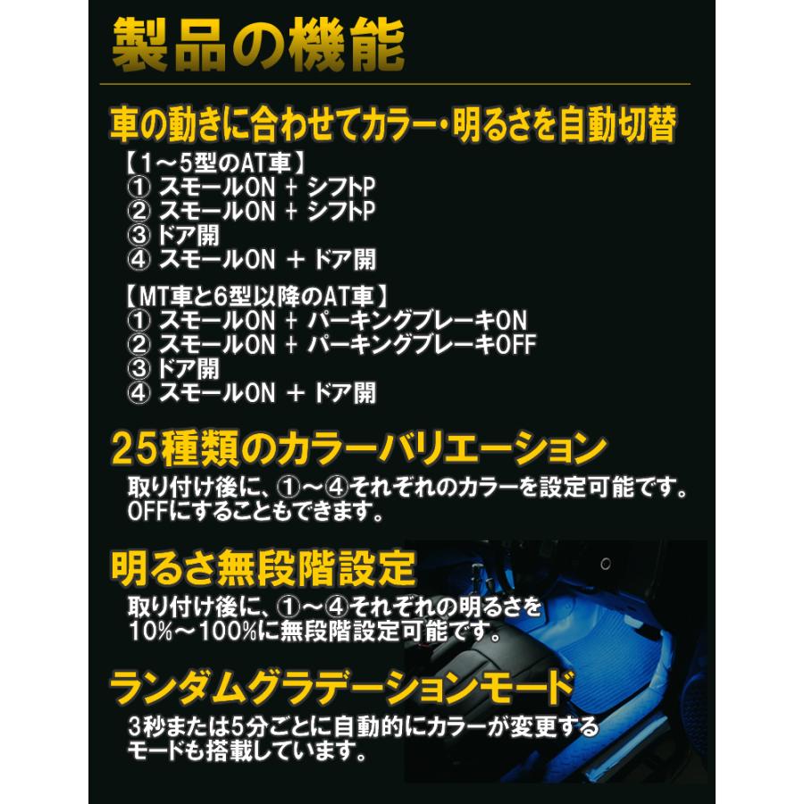 1〜9型対応】200系ハイエース専用 フルカラーLEDフットランプキット