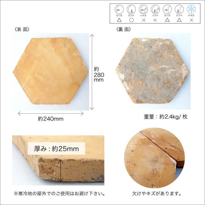 テラコッタ タイル 屋外 玄関タイル 床タイル 庭(グラナダ ヘキサゴン