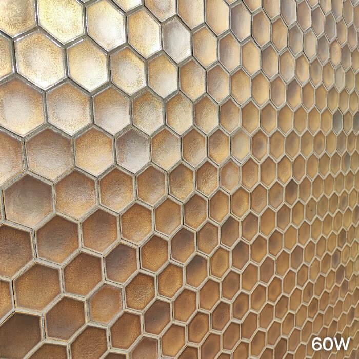 タイル ヘキサゴンタイル 六角形 ハニカム おしゃれ 在庫限り モダン 金色 ゴールド メタル 60w デザイン セラヘキサ Diy シート販売 壁 モザイクタイル 洗面 キッチン