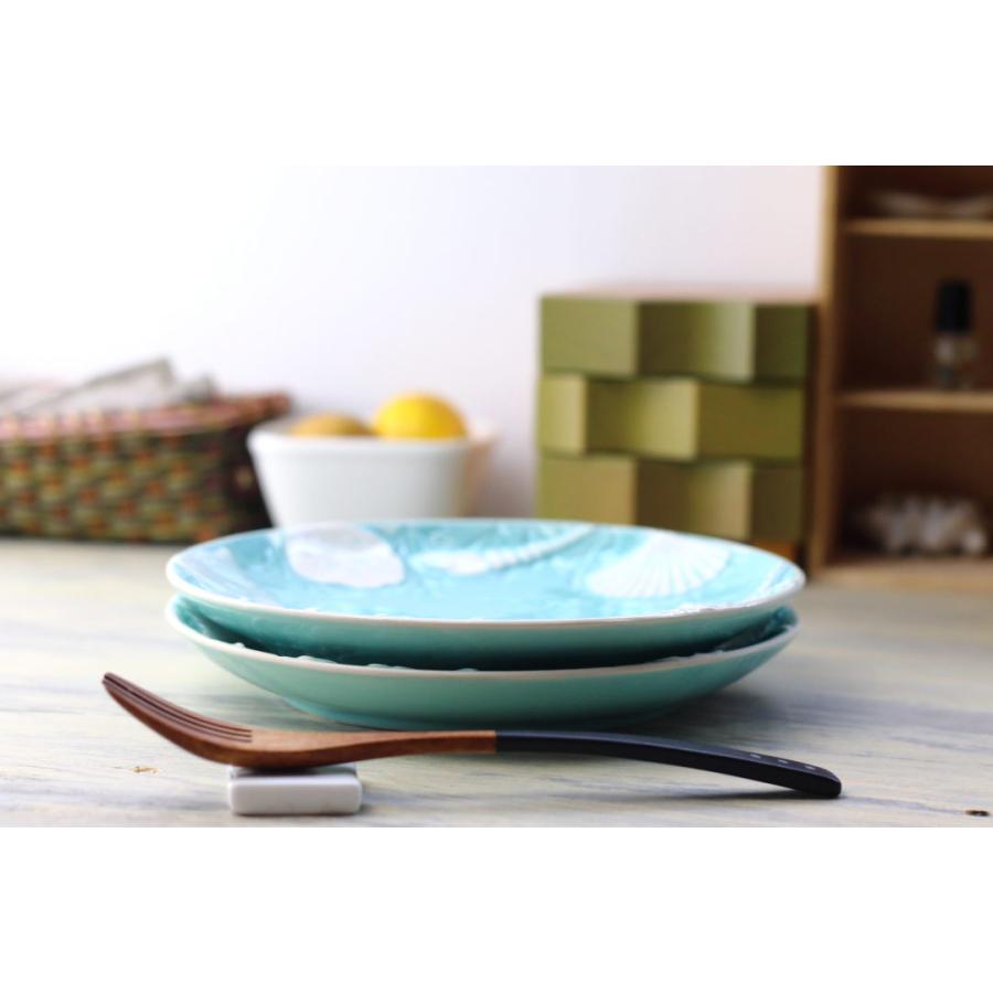 オーシャンプレート 21cm 大皿 中皿 海の皿 貝 カニ 地中海 海洋生物