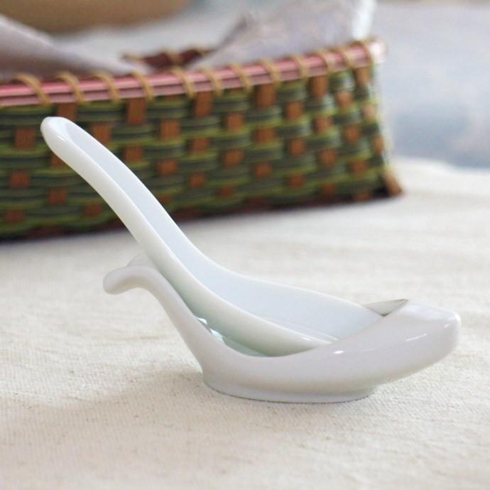 シンプルレンゲとレンゲ台のセット れんげ スプーン 白い食器 軽量陶器