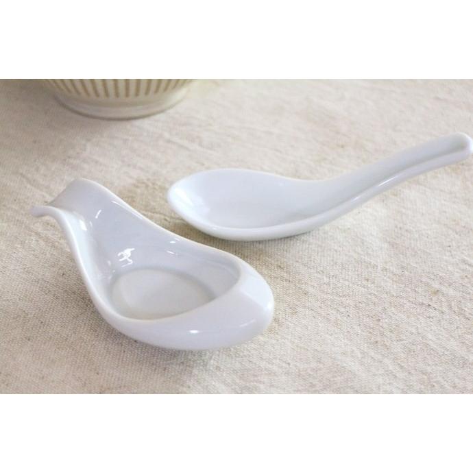 シンプルレンゲとレンゲ台のセット れんげ スプーン 白い食器 軽量陶器