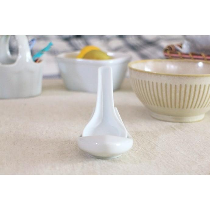 シンプルレンゲとレンゲ台のセット れんげ スプーン 白い食器 軽量陶器
