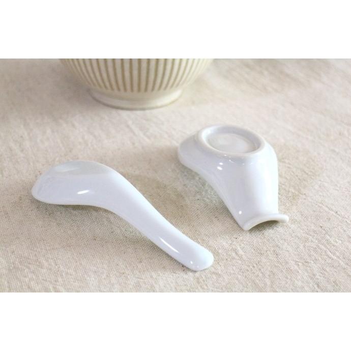 シンプルレンゲとレンゲ台のセット れんげ スプーン 白い食器 軽量陶器