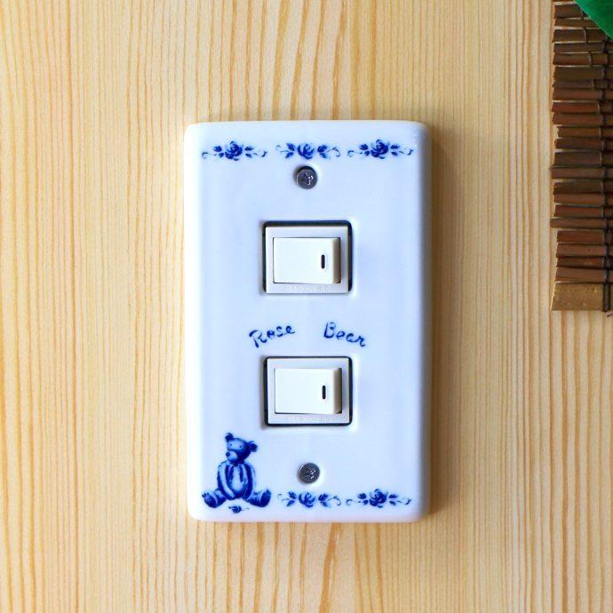 ローズベアースイッチプレート 1・2・3穴 日本製 瀬戸焼 専用ネジ2本