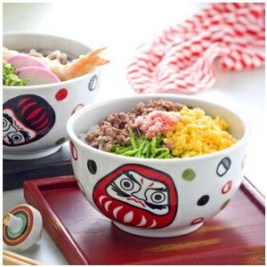京泉造✨ 菓子鉢 どんぶり 丼 紅白梅 開運だるまの女子丼 13cm 日本製 美濃焼 毎日の生活に取り入れて