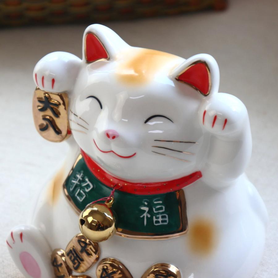 白猫　招き猫　まねきねこ　貯金箱　最終値下げ 金運招き 白猫貯金箱 置物 鈴付き 置き物 おしゃれ かわいい 開店祝い