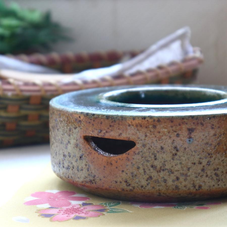 純和風の土物生け花鉢 日本製 瀬戸焼 平鉢 部屋の片隅の生け花に 花瓶
