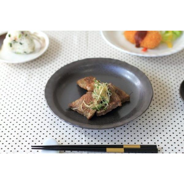 7寸大皿 黒茶 国産 美濃焼 和風パスタにもピタリ 丸皿 ワンプレート