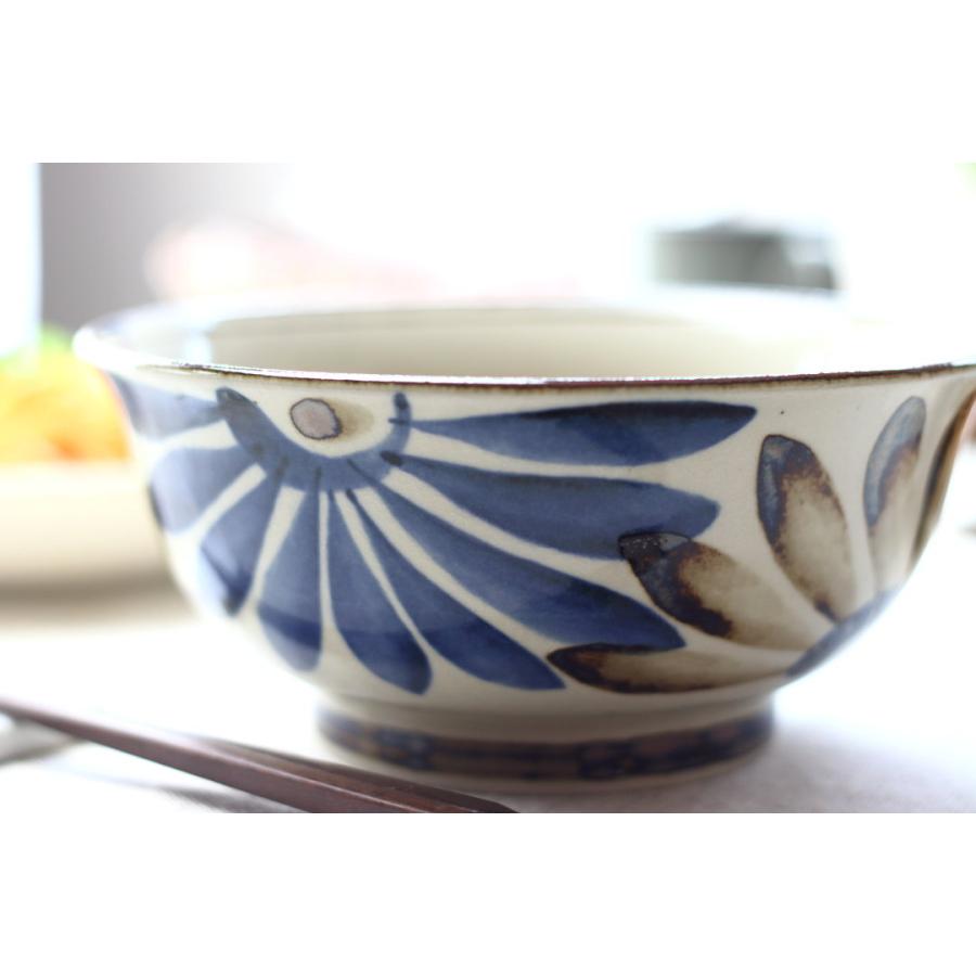 民彩はな絵 麺鉢 18.5cm 日本製 美濃焼 粗白めん鉢 丼 どんぶり