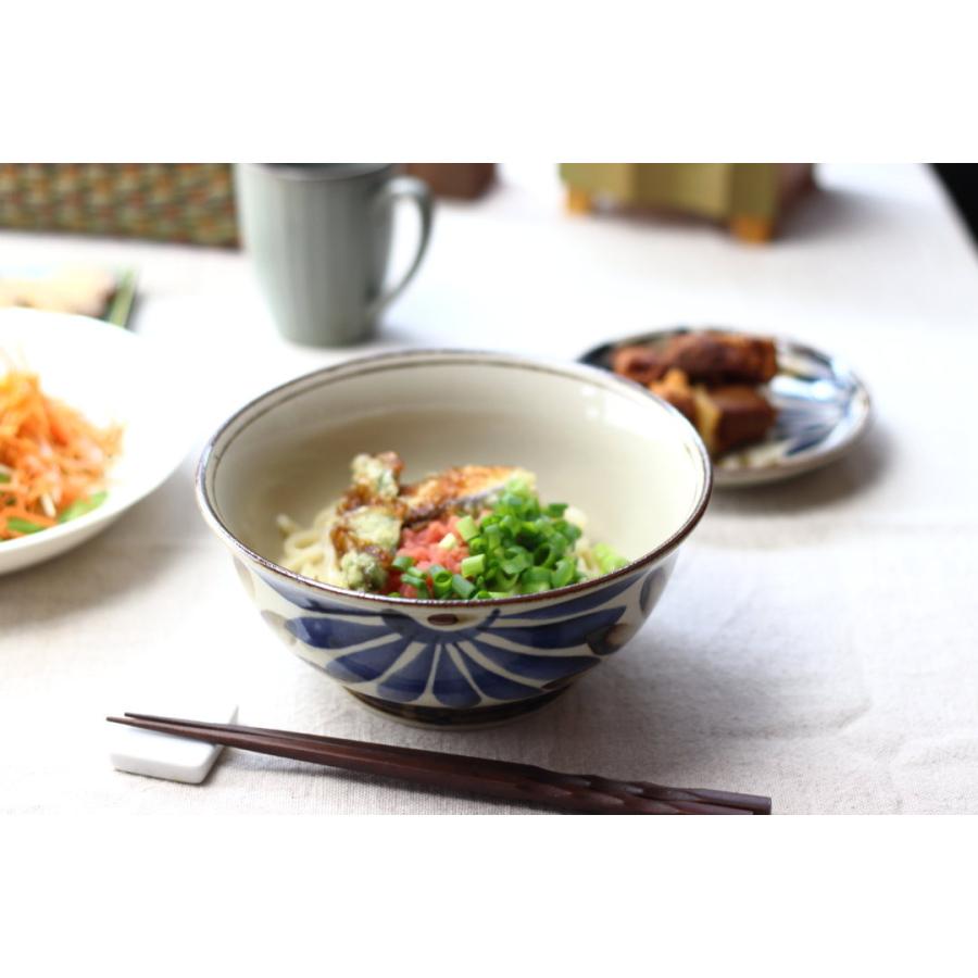 民彩はな絵 麺鉢 18.5cm 日本製 美濃焼 粗白めん鉢 丼 どんぶり