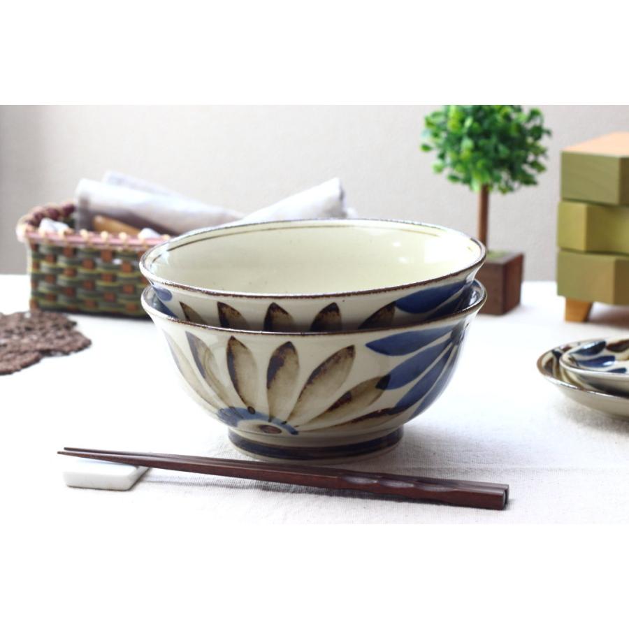 民彩はな絵 麺鉢 18.5cm 日本製 美濃焼 粗白めん鉢 丼 どんぶり