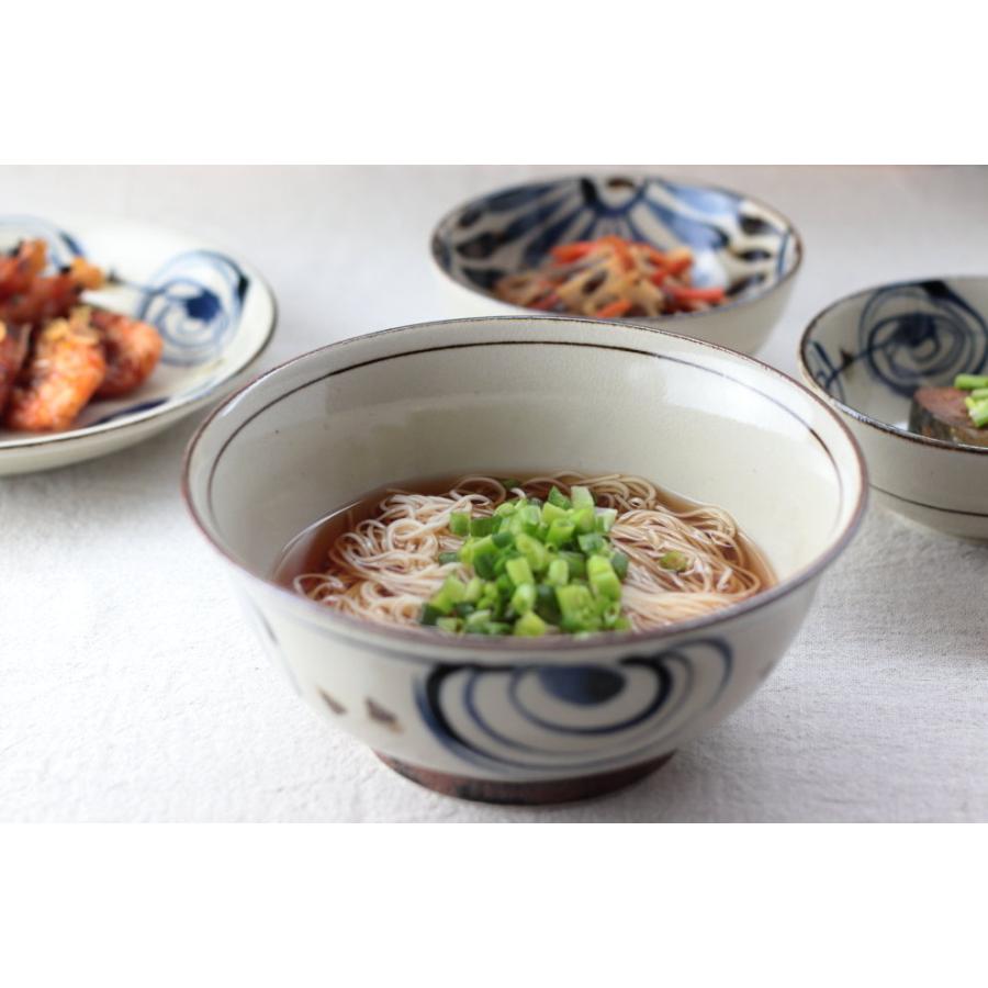 民彩渦紋 麺鉢 18.5cm 日本製 美濃焼 粗白めん鉢 丼 どんぶり ラーメン