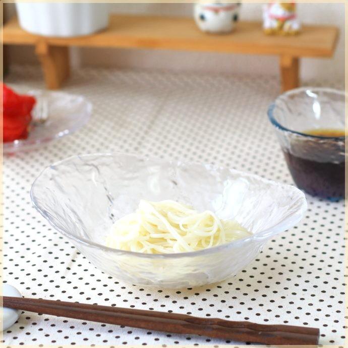 和風ガラス楕円鉢 クリア そうめんを一人分で 小鉢 煮物鉢 料亭