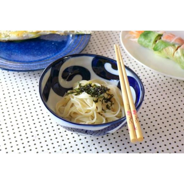 鳴門唐草 楕円5寸鉢 国産 美濃焼 中鉢 だ円鉢 器 うどん鉢 サラダ鉢