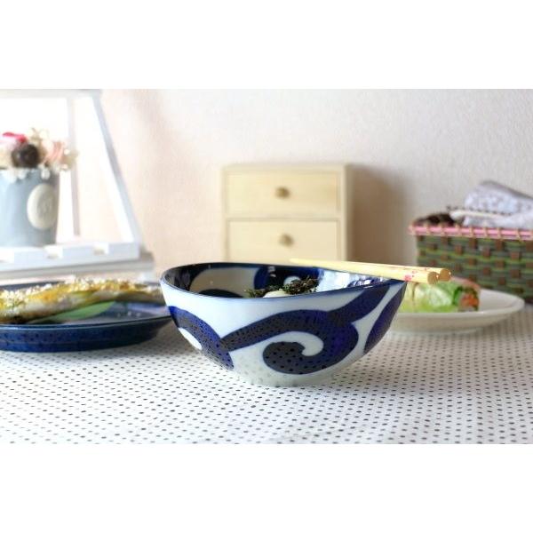 鳴門唐草 楕円5寸鉢 国産 美濃焼 中鉢 だ円鉢 器 うどん鉢 サラダ鉢