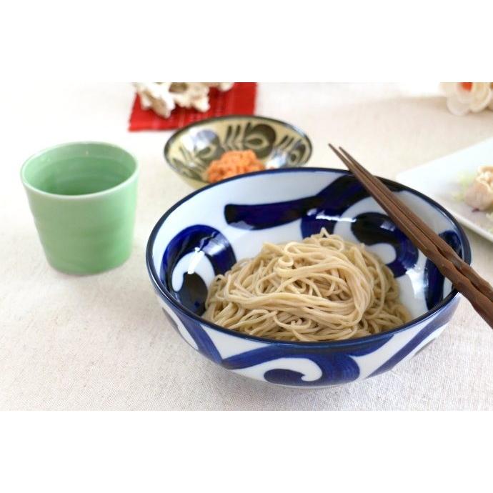 鳴門唐草 6.5寸麺鉢 国産 美濃焼 蕎麦 うどん 夏食器 丼 カツ丼 煮物鉢
