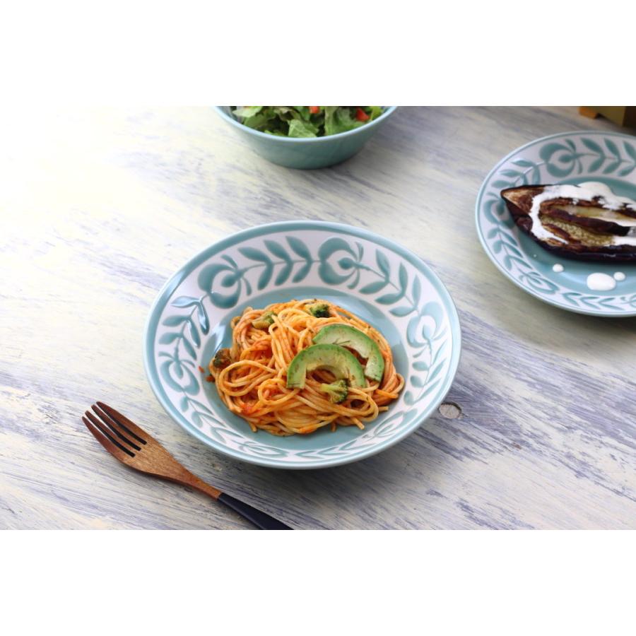 花つづり パスタ深皿 21.5cm 日本製 美濃焼 7.0深皿 大皿 中皿 和皿 深