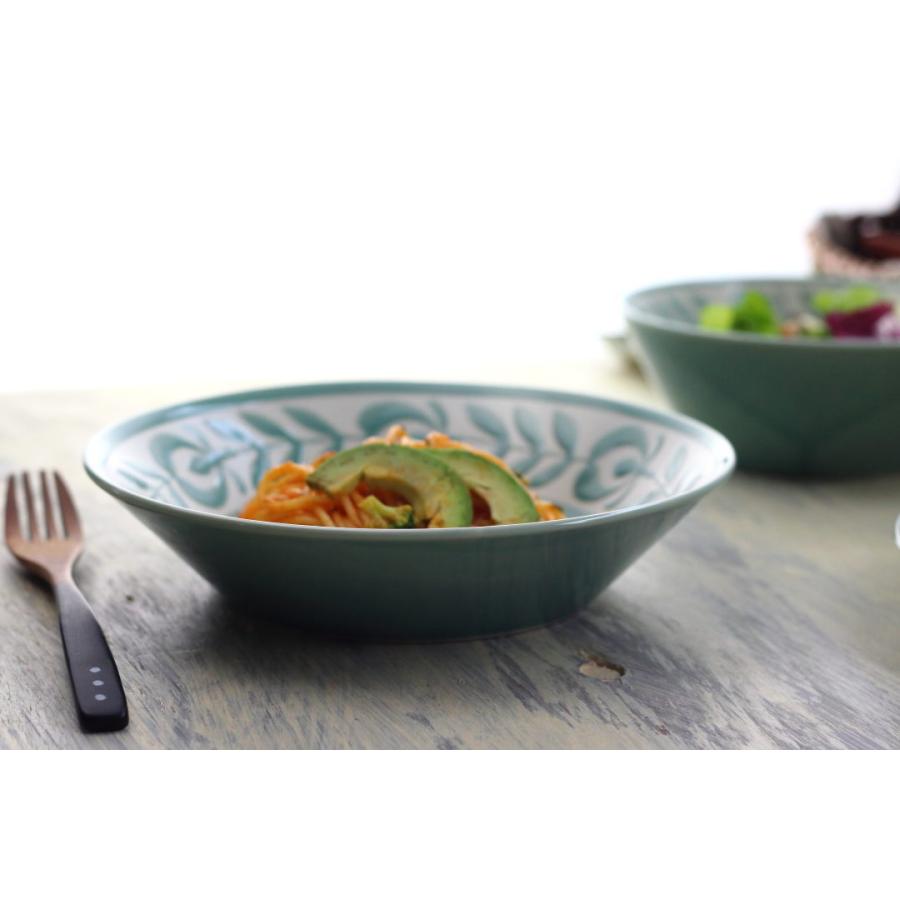 花つづり パスタ深皿 21.5cm 日本製 美濃焼 7.0深皿 大皿 中皿 和皿 深