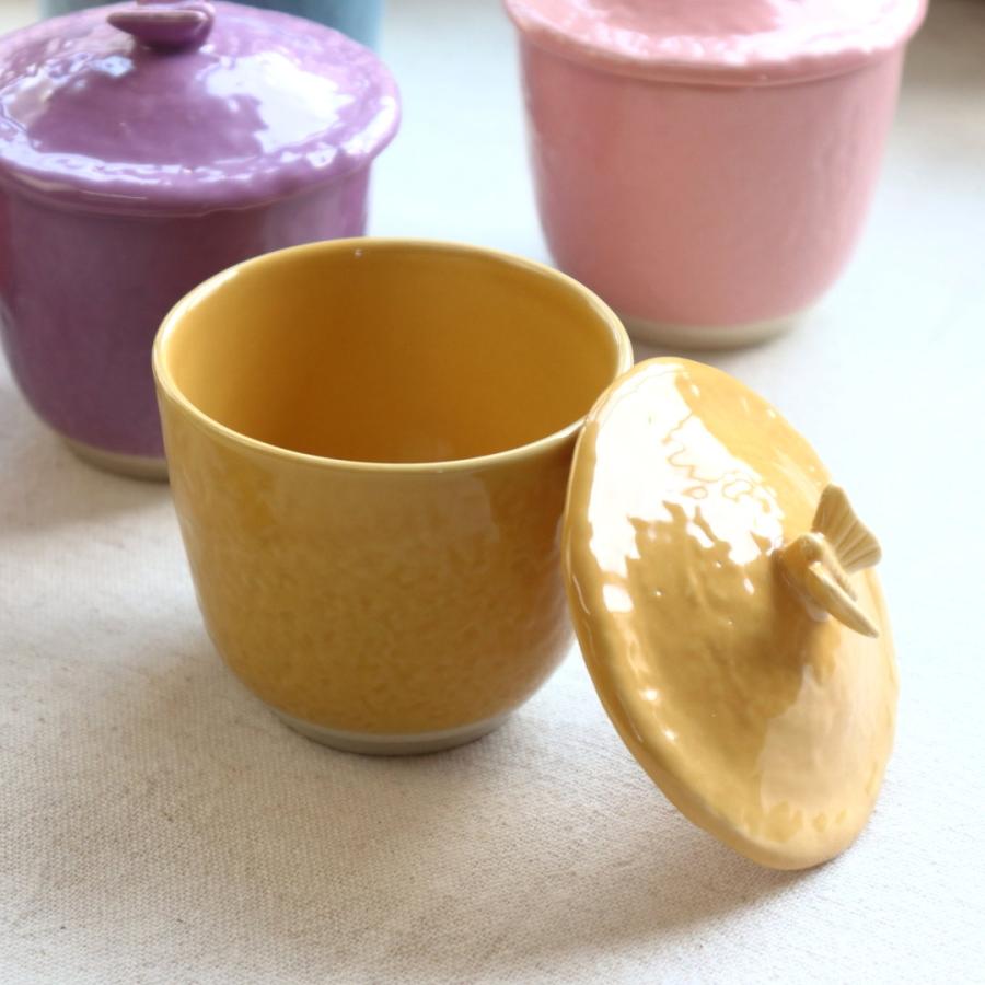 瀬戸焼カラフルバタフライ和の蒸し椀 日本製 瀬戸焼 蓋の取っ手が蝶々