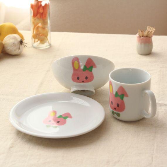 うさちゃん食器 3点セット 国産 美濃焼 うさぎの好きな女の子に
