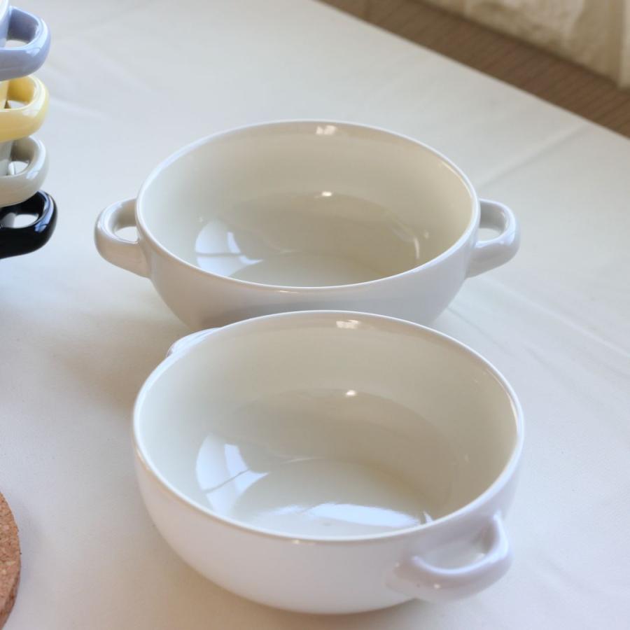 陶器製丸型容器 取っ手付き カラーリー 取っ手付きグラタン皿 390ml 日本製 美濃焼 耐熱器