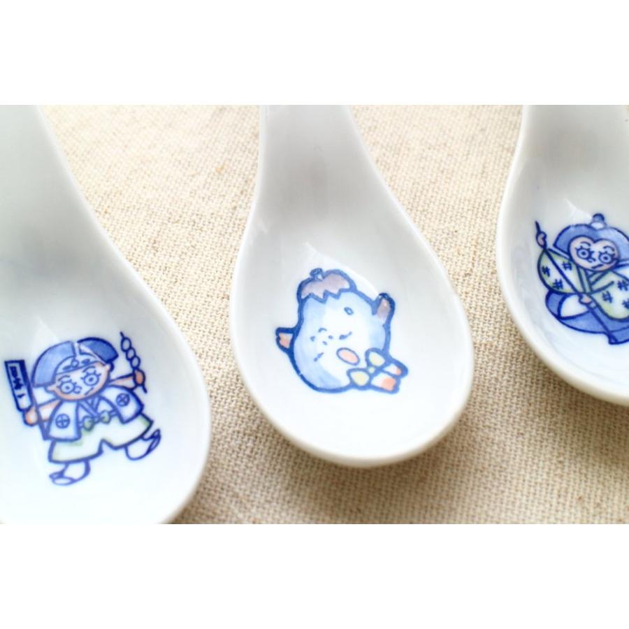 【61】源右衛門窯 染付牡丹絵 蓮華（レンゲスプーン）5客揃 カントリードリーム中華レンゲ 国産 美濃焼 れんげ スプーン ラーメン