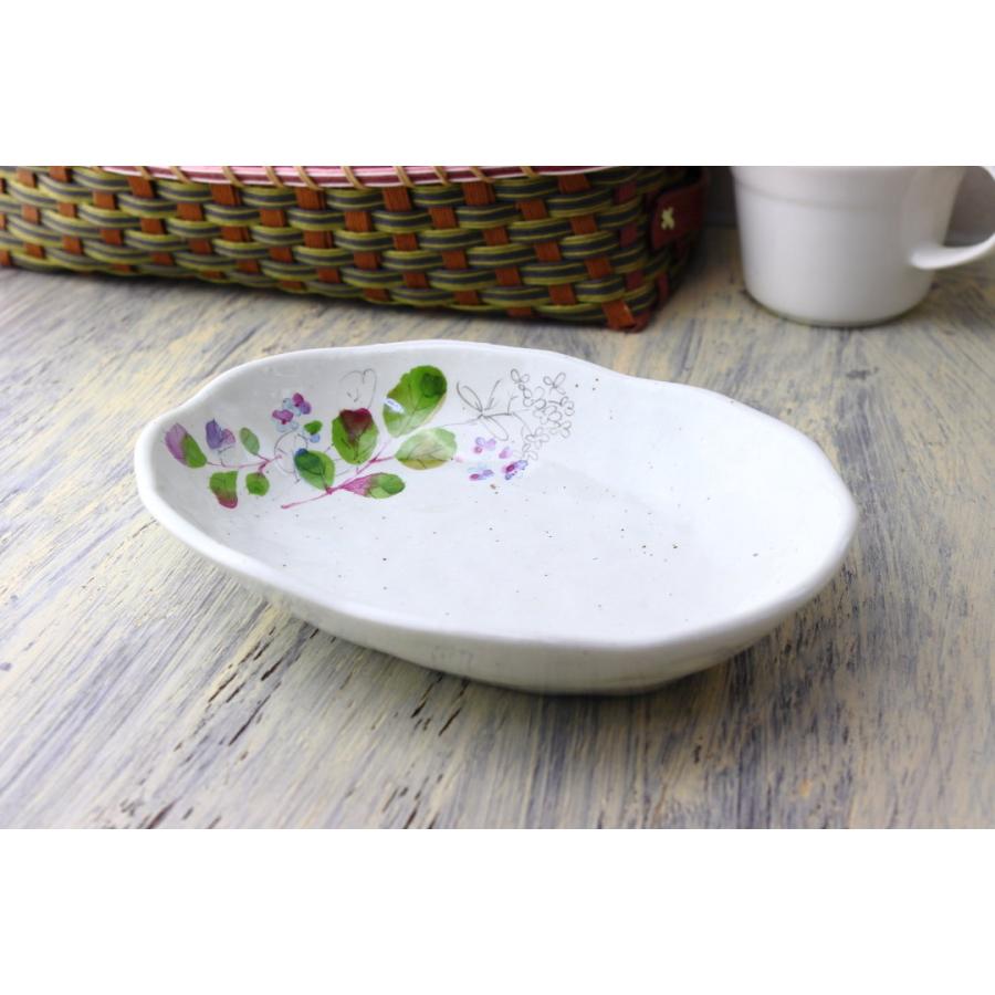 若葉花絵 盛鉢 18.5cm 日本製 美濃焼 小皿 中皿 和皿 丸皿 豆皿 漬物