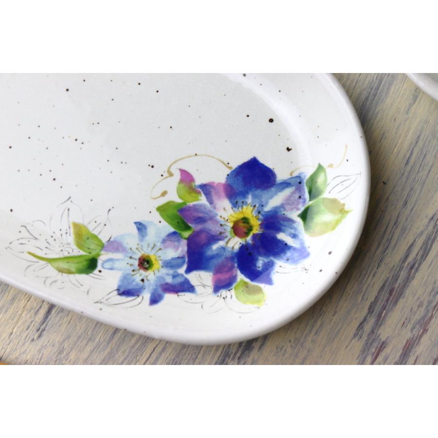 若葉花絵 楕円プレート 18.5cm 日本製 美濃焼 小皿 中皿 和皿 丸皿 豆