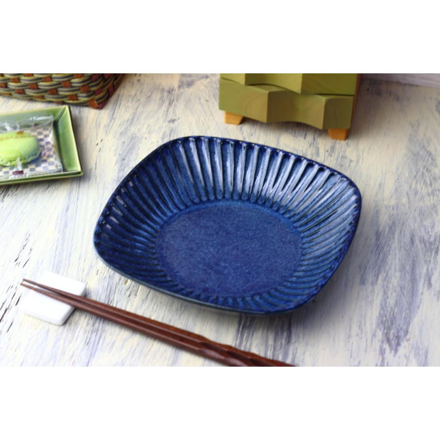 白結晶と窯変紺 正角鉢 19.5cm 日本製 美濃焼 大皿 中皿 和皿 深皿