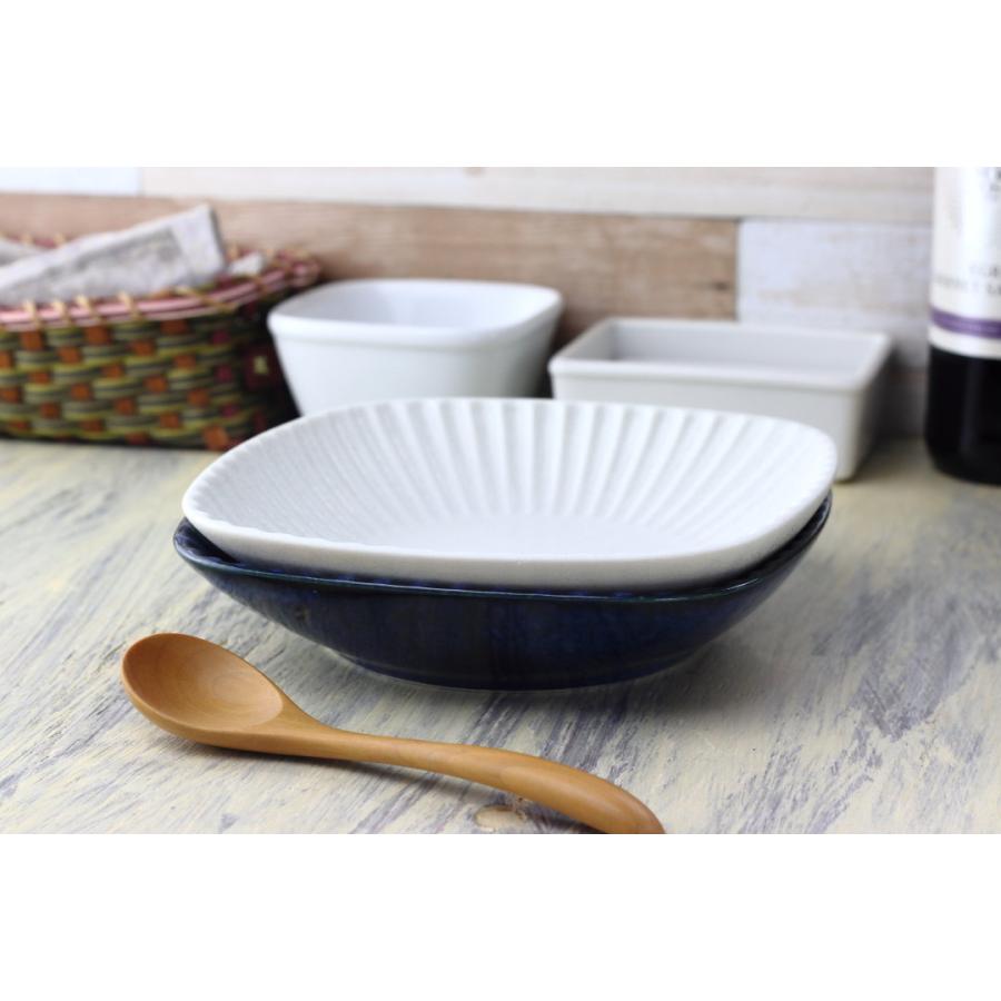 白結晶と窯変紺 正角鉢 19.5cm 日本製 美濃焼 大皿 中皿 和皿 深皿