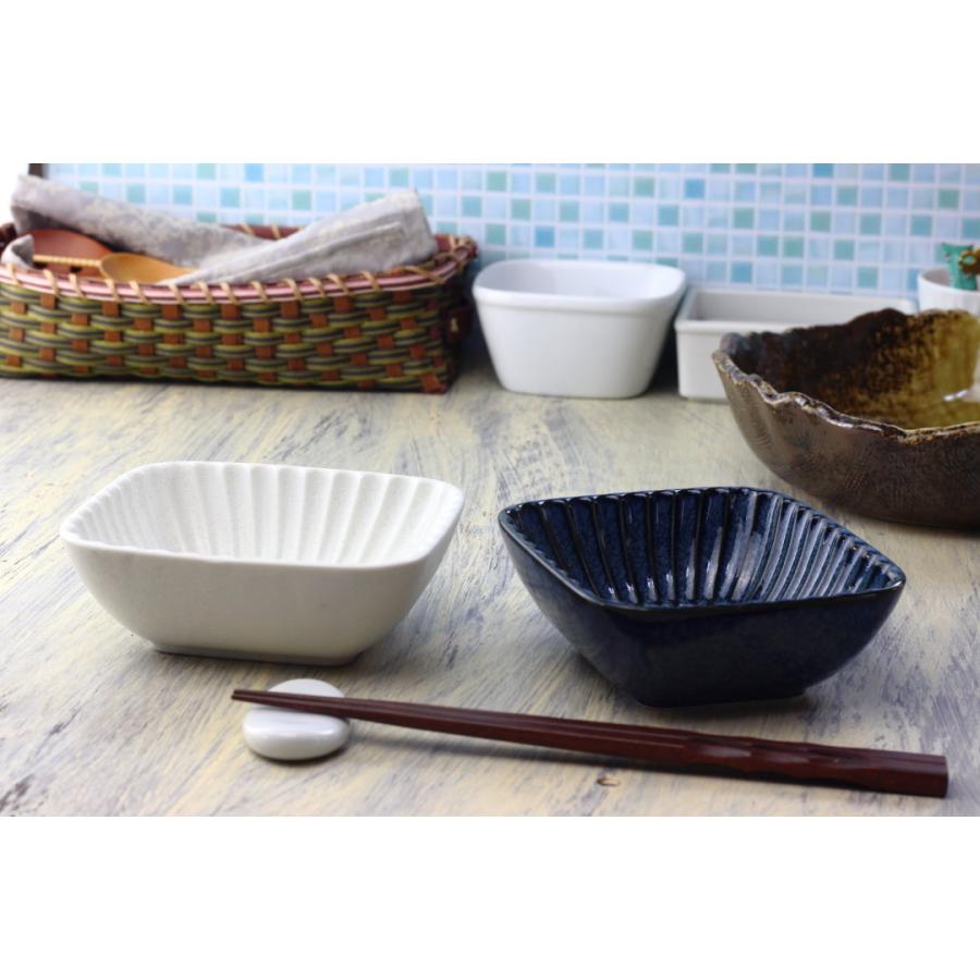 白結晶と窯変紺 長角小鉢 13cm 日本製 美濃焼 小鉢 小分け鉢 小付け 小