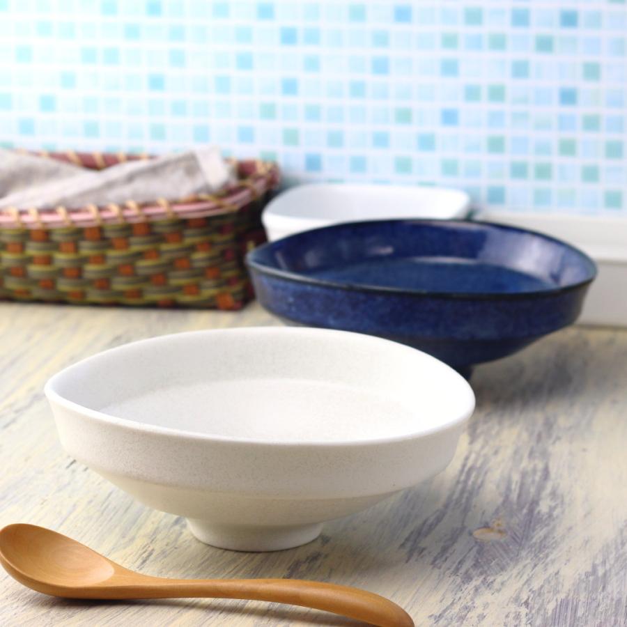 白結晶と窯変紺 たわみ6寸鉢 18cm 日本製 美濃焼 ボウル ボール 中鉢