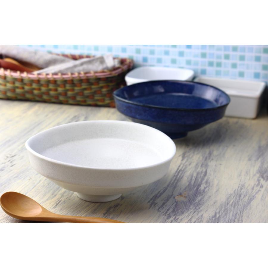 白結晶と窯変紺 たわみ6寸鉢 18cm 日本製 美濃焼 ボウル ボール 中鉢