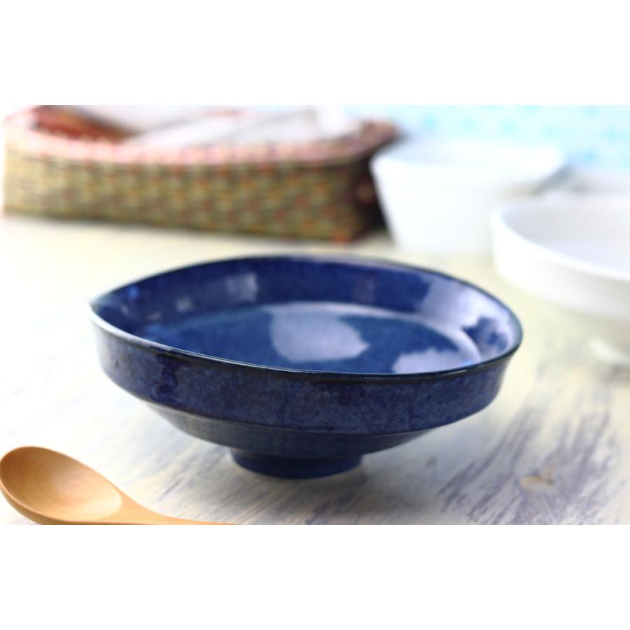 白結晶と窯変紺 たわみ6寸鉢 18cm 日本製 美濃焼 ボウル ボール 中鉢