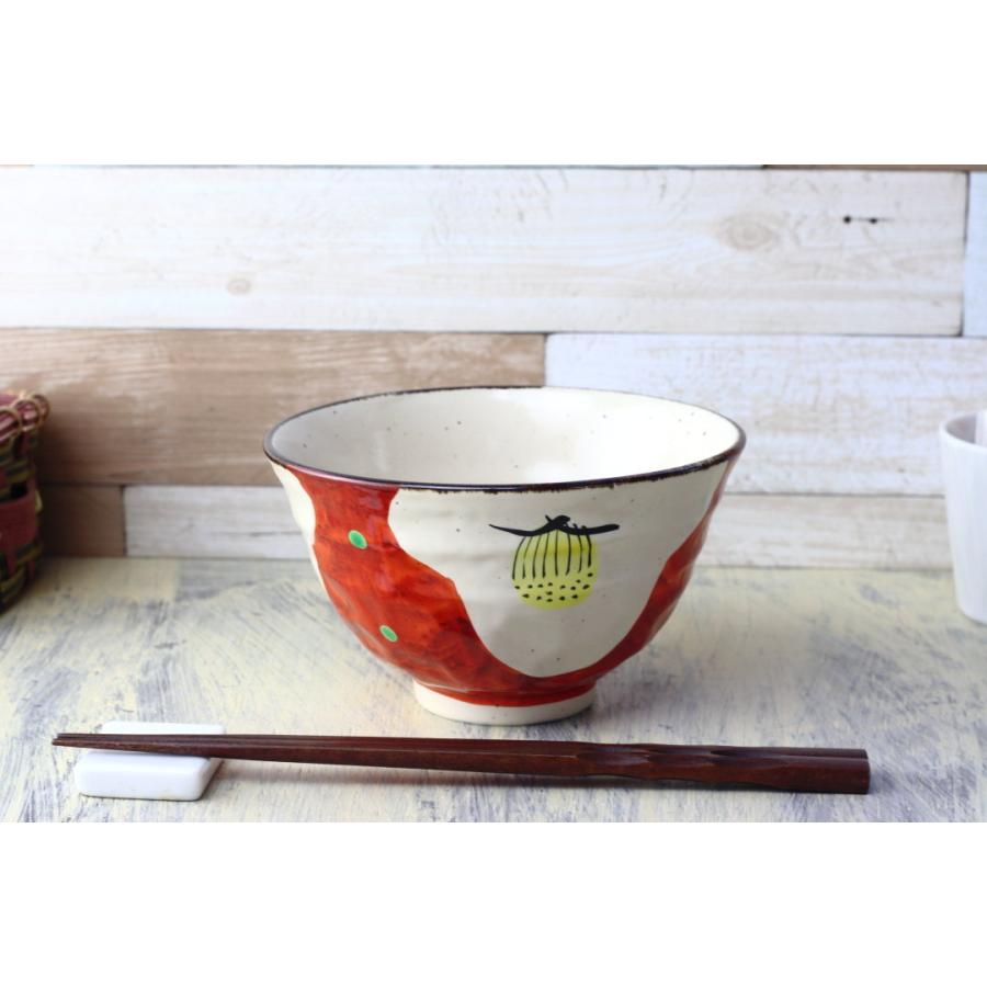赤絵三善 和食丼におすすめの美濃焼手描き5寸丼 日本製 美濃焼 15cm