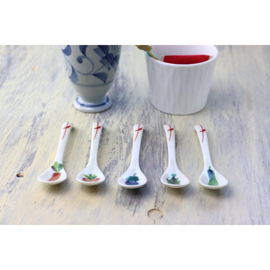 野菜柄のティースプーン 日本製 美濃焼 野菜 ベジタブル なす うり