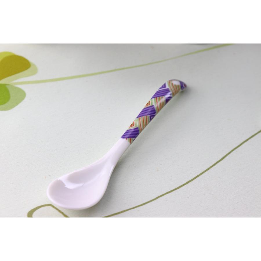 雅柄のティースプーン 日本製 美濃焼 和柄 紫網代 オレンジ格子梅 三色