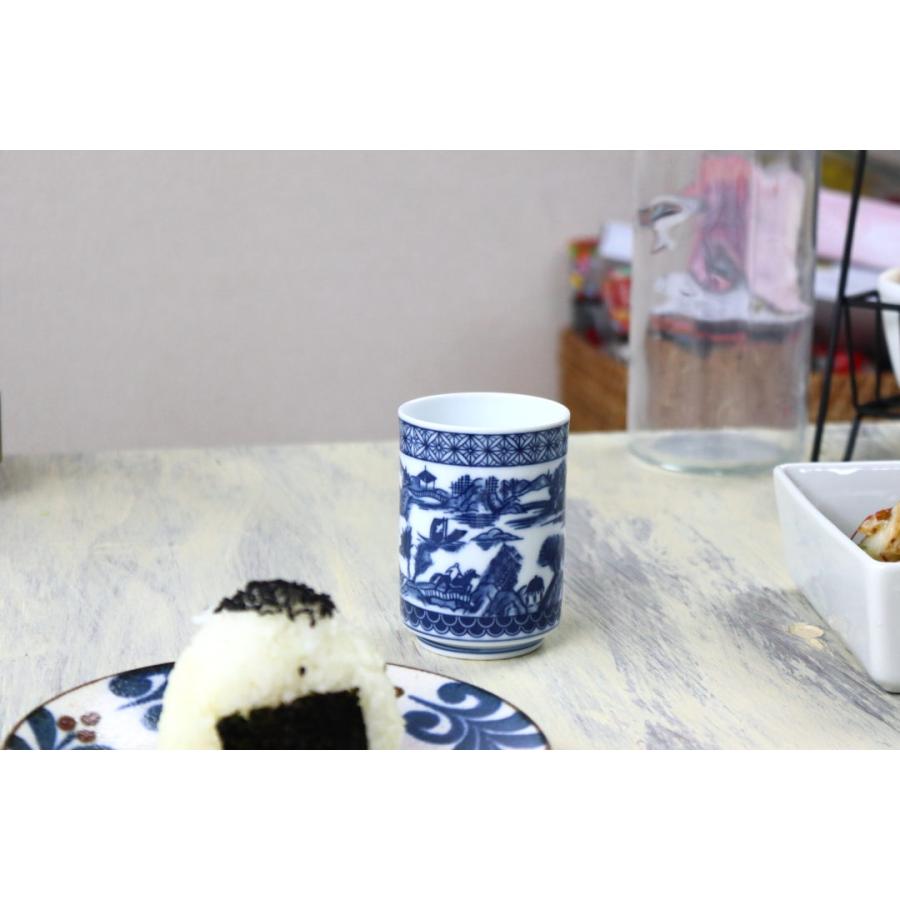 和の風景画藍染湯呑み 180ml 日本製 美濃焼 湯のみ 湯呑 湯飲み ゆのみ