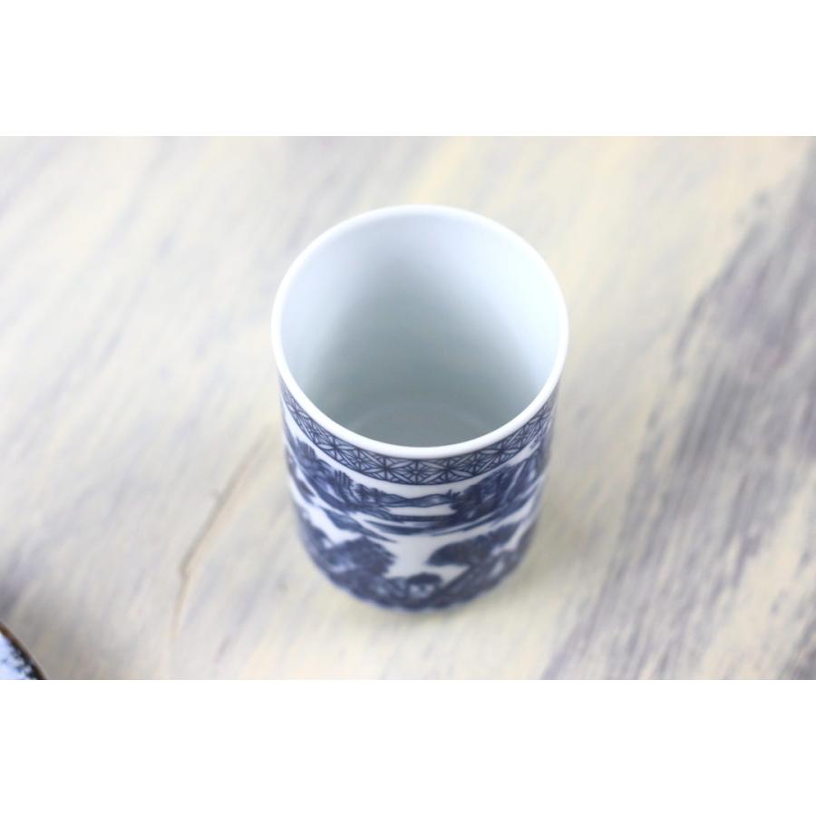 和の風景画藍染湯呑み 180ml 日本製 美濃焼 湯のみ 湯呑 湯飲み ゆのみ