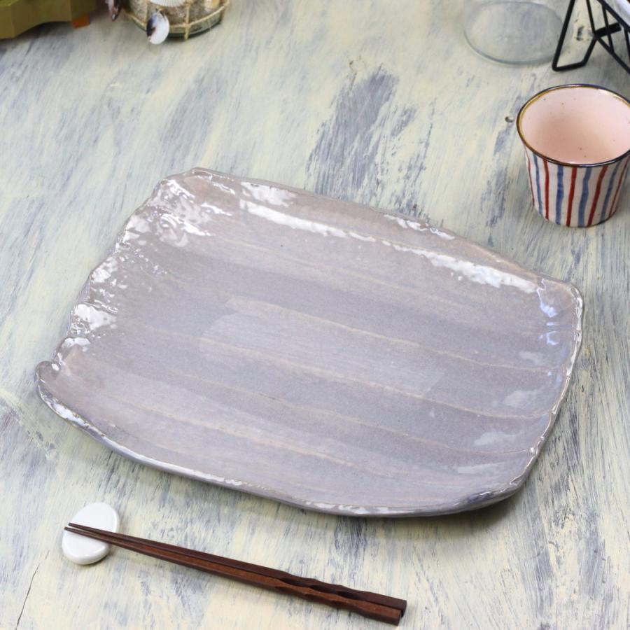 美濃焼和膳 特大皿 グレイ 36cm 日本製 美濃焼 大皿 和皿 平皿 角皿